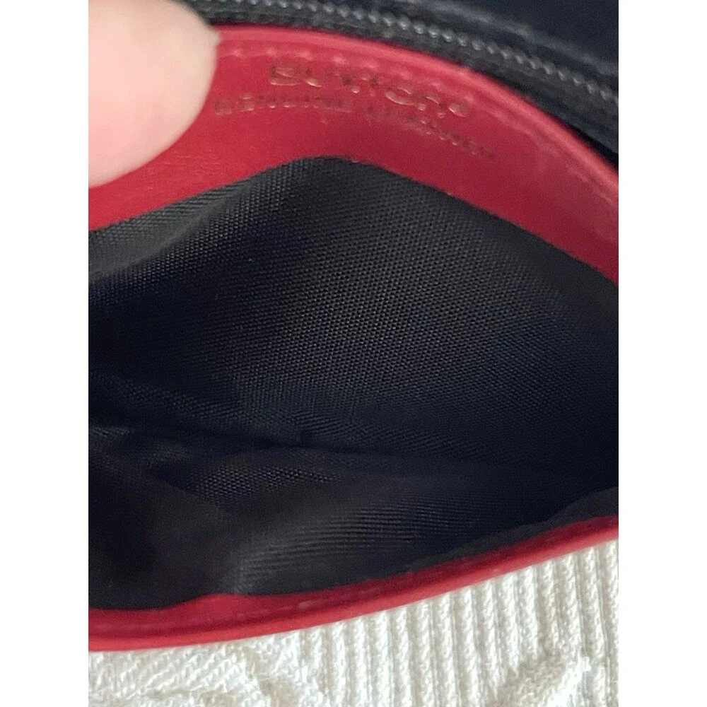 Buxton Red Genuine Leather Coin Credit Cd Wallet Snap Closure Zip Pocket Inside